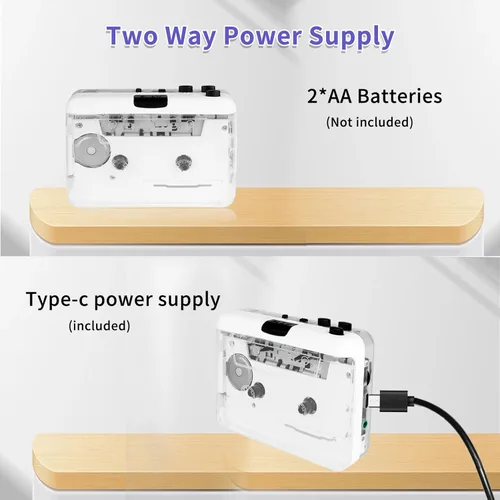 Vista 9 de Reproductor de casete - Convertidor de cassette a MP3 con software de convertidor de cinta, reproductor de cinta de casete estéreo transparente