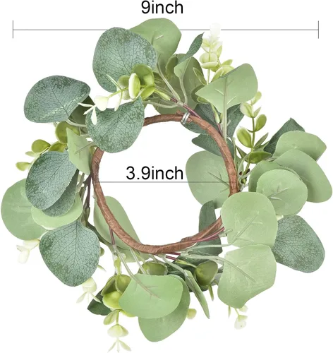 Vista 3 de LSKYTOP 2 piezas de eucalipto sintético para gabinete de cocina, corona de granja para decoración de puerta, pared y ventana, 9 pulgadas/PC