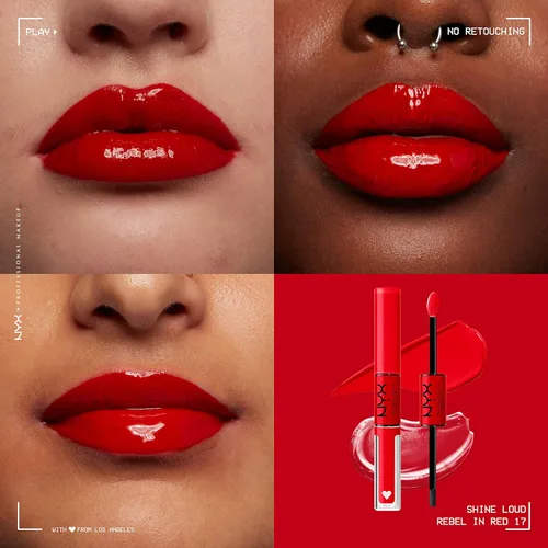 Vista 5 de NYX PROFESSIONAL MAKEUP Shine Loud, lápiz labial líquido de larga duración con brillo de labios transparente, paquete de 2
