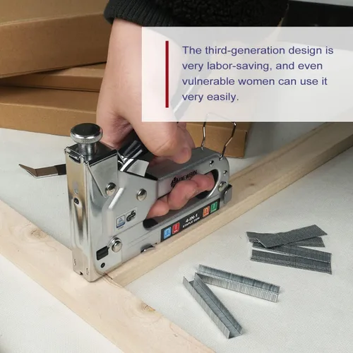 Vista 6 de Pistola grapadora para tapicería resistente, DEWBIN 4 en 1 con 2000 grapas, removedor, grapadora manual con ajuste de potencia para madera