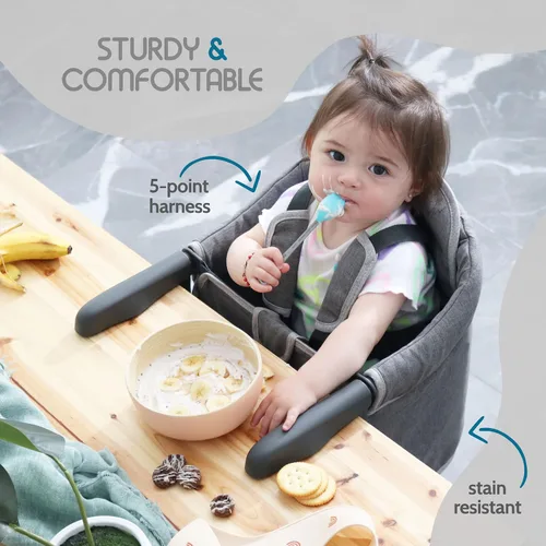 Vista 4 de Tinybow Silla alta de gancho para bebé, silla alta que se fija a la mesa - Silla alta con clip para mesa, silla alta portátil para viajes, silla