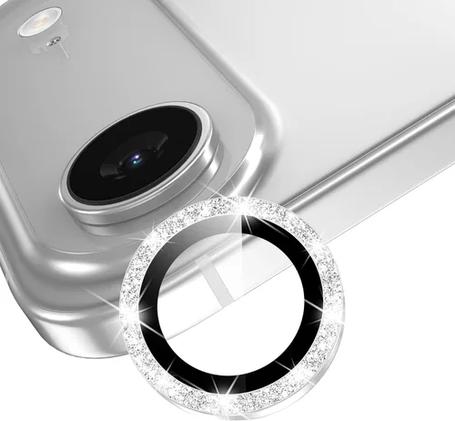 Vista 13 de YWXTW Protector de lente de cámara para iPhone 15/15 Plus/16e/ 17e, anillo de metal antiarañazos individual protector de pantalla de vidrio templado