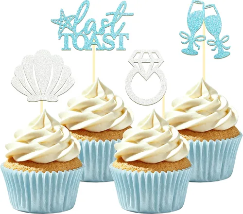 Decoración de cupcakes con purpurina para último brindis en la costa
