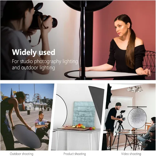 Vista 6 de NEEWER Difusor de luz reflector de luz de 32 pulgadas80 centímetros 5 en 1 plegable multidisco con bolsa, translúcido, plateado, dorado, blanco