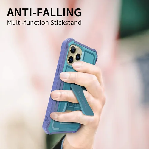 Vista 5 de Funda para Apple iPhone 12 Pro Max, protección de grado militar a prueba de golpes con protector de pantalla HD de vidrio templado y soporte