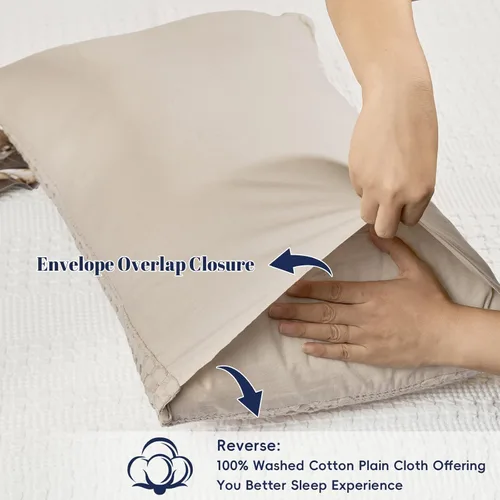 Vista 5 de PHF - Fundas de almohada 100% algodón con tejido gofre europeo, 26 x 26 pulgadas, 2 unidades para decoración elegante del hogar, para cama, sin