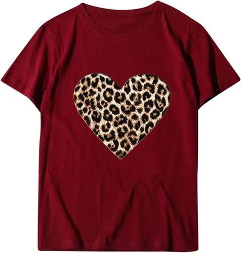 Vista 73 de Camisetas de manga corta con estampado de corazón para mujer, camisetas de ajuste regular, linda y divertida, ropa de regalo 2023