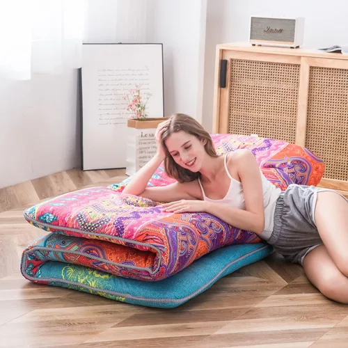 Vista 349 de Colchón futón japonés de piso gris constelación, de piso tatami, portátil, para acampar, para niños, sofá cama plegable enrollable con protector