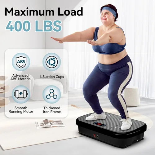 Vista 5 de Vibration Plate Exercise Machine Weight Loss, Whole Body Vibration Plate for Lymphatic Drainage, 180 Adjustable Speeds Vibrating Plate Fitness