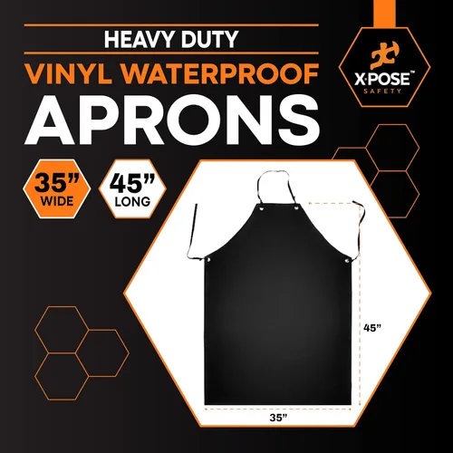 Vista 3 de Xpose Safety Heavy Duty Vinyl Waterproof Aprons, White - For Home, Industrial and Commercial Use - Chemical Resistant