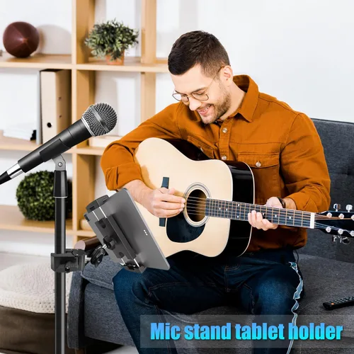 Vista 2 de Soporte de micrófono para tableta, soporte giratorio de 360° para iPad soporte para teléfono iPad soporte para micrófono, cinta de correr, bicicleta