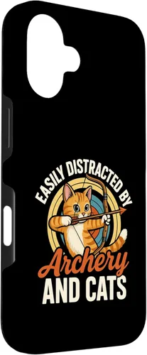 Vista 3 de Funny Cat Parent Gift Easily Distracted by Archery and Cats Case for iPhone 16