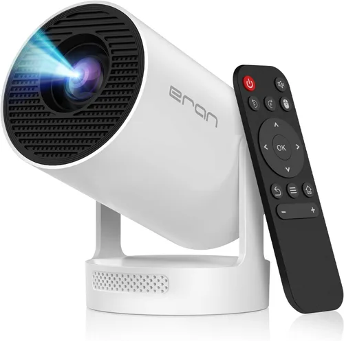 Vista 8 de Mini proyector portátil con soporte 4K, Bluetooth 5.4 WIFI6, altavoz base de sonido de 5 vatios, 160 ANSI, Android 11, rotación de 210°, proyector