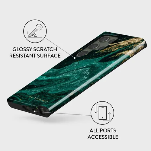 Vista 3 de BURGA Funda para teléfono compatible con Samsung Galaxy S23 Ultra, híbrida de 2 capas de carcasa rígida + funda protectora de silicona, color verde