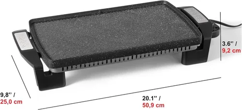 Vista 2 de Starfrit The Rock Electric - Parrilla y plancha reversible Rock.Tec antiadherente, control de temperatura variable, asas de tacto frío, 1500 W