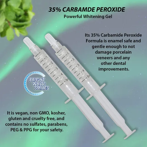 Vista 5 de Bright White Smiles Kit de blanqueamiento dental Blanqueador de dientes activado por luz LED con 2 jeringas de gel de peróxido de carbamida al