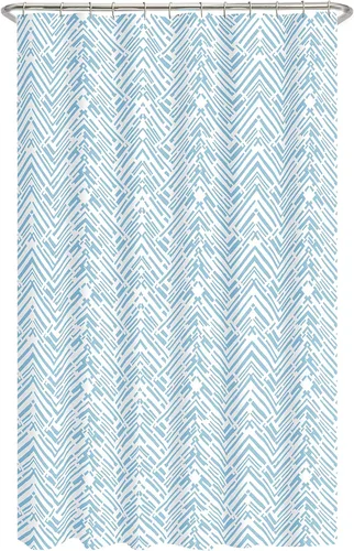 Vista 3 de Zenna Home Cory Chevron - Cortina de ducha impermeable de PEVA, gris y azul, 70 x 72 pulgadas