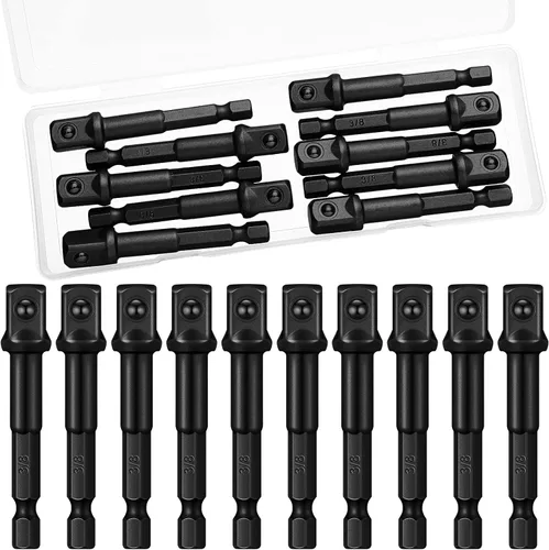 Adaptador de impacto cuadrado para taladros, extensión de puntas de controlador, adaptador de enchufe de impacto hexagonal para bricolaje automotriz