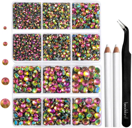 Vista 18 de 6736 piezas de diamantes de imitación termoadhesivos con parte trasera plana, diamantes de imitación AB transparentes para manualidades y ropa, 5