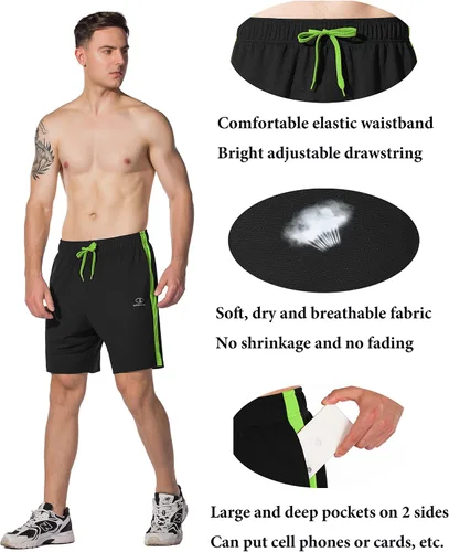 Vista 4 de LINSONMAN Mens Athletic Shorts for Running Training and Gym Workouts - Quick-Drying and Lightweight Sports Shorts