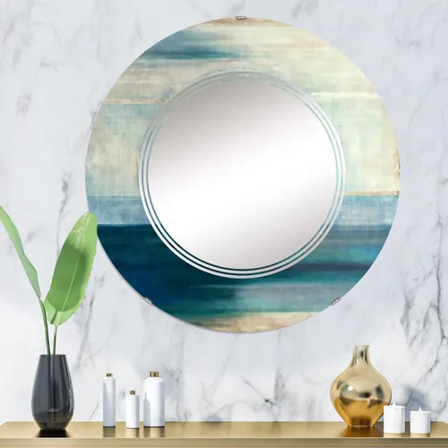 Vista 2 de DesignQ Ancient Sacred Retro Designs IV- Espejo de tocador, espejos de baño, espejos de pared para sala de estar, dormitorio, espejo redondo