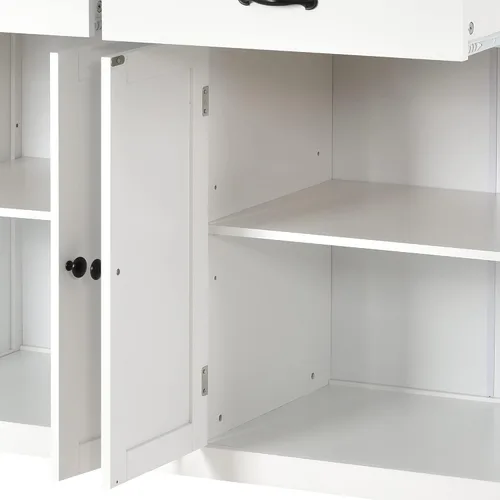 Vista 6 de LUMISOL Carrito de isla de cocina rodante con parte superior de madera maciza para cocina, carrito de almacenamiento móvil con ruedas con 2 cajones