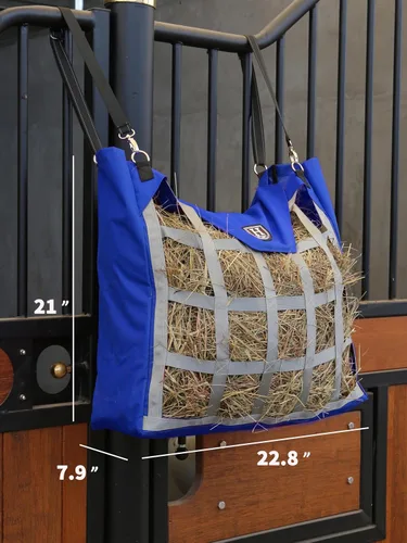 Vista 7 de Harrison Howard Bolsa de heno duradera para caballos de alta calidad, bolsa de heno de alimentación lenta de tela impermeable, bolsa de caballo