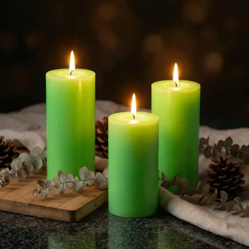 Vista 43 de Richland Juego de 2 velas de pilar azul claro de 3 x 9 pulgadas sin perfume para bodas, hogar, vacaciones, relajación, iglesia spa