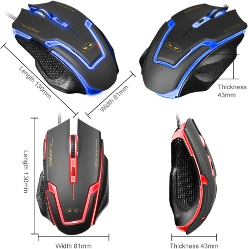 Vista 7 de Magece G1 Professional 3200 DPI LED óptico USB con cable con 6 botones Ratones de ratón para juegos para computadora PC Gamer(negro)