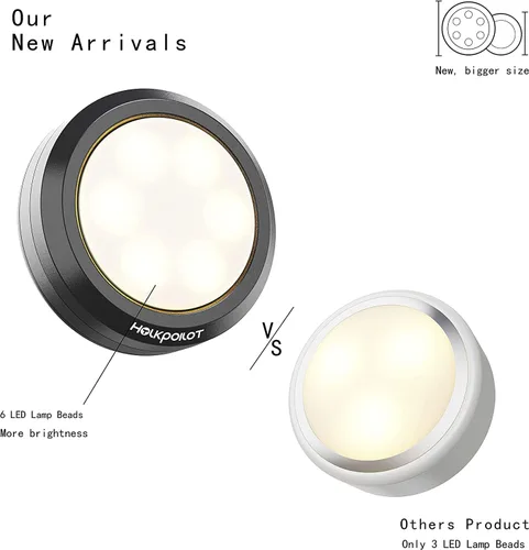 Vista 16 de HOLKPOILOT Luces de disco con control remoto, funciona con pilas debajo del gabinete, iluminación de disco debajo del mostrador, luces inalámbricas