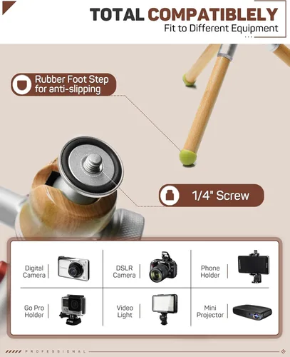 Vista 5 de IFOOTAGE Timberpod - Mini trípode, trípode para cámara pequeña con tornillo de 1/4 pulgadas, trípode de mesa profesional para cámara DSLR, teléfono