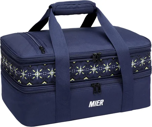 Vista 14 de MIER - Bolsa aislada doble para cacerolas con capacidad para lasaña, perfecta para fiestas de comida, picnic, playa, se adapta a platos para hornear