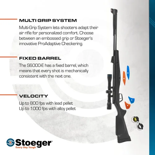 Vista 5 de Stoeger Combo S6000-E - Calibre .22 - Sintético Negro con Miras de Fibra Óptica y Alcance 4 x 32