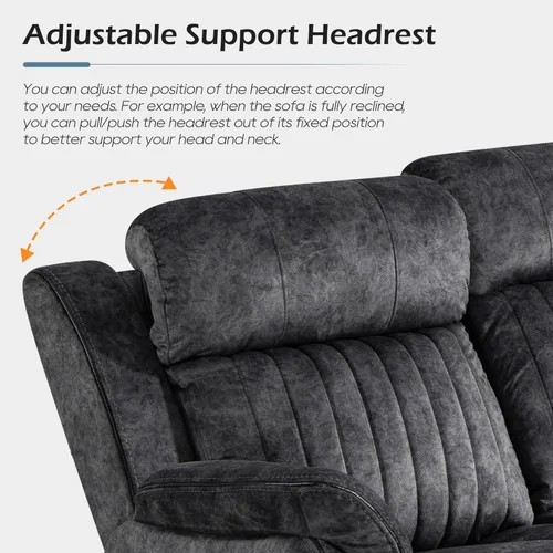 Vista 6 de Zero Gravity - Juego de sofá reclinable eléctrico con reposacabezas ajustable, juego de sofá reclinable eléctrico y sofá biplaza con puerto Gris
