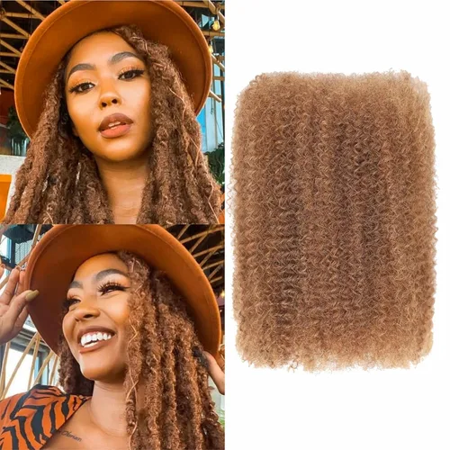 Vista 9 de Cabello humano afro rizado a granel de 8-28 pulgadas afro rizado a granel 100% cabello humano para extensiones de rastas reparar loc hacer trenzas 1