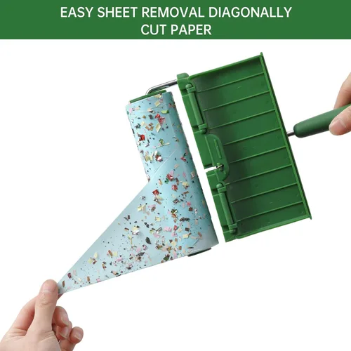 Vista 5 de Rodillos de pelusas para el suelo, extra pegajosos con mango largo retráctil, removedor de pelo grande para gatos y perros, ropa de lavandería