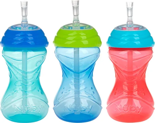 Vista 10 de Nuby Taza de 3 piezas antiderrames de fácil agarre con popote flexible, función Clik It Lock, niña, 10 onzas