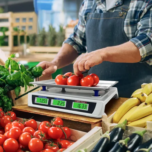 Vista 7 de Báscula de cálculo de precios de 88 lb/40 kg, báscula digital de cálculo de precios con plataforma grande de acero inoxidable, báscula de cocina