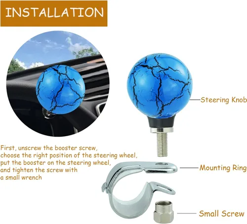 Vista 3 de Pomo de volante para coche, mango giratorio suicida para la mayoría de vehículos de transmisión manual (azul)