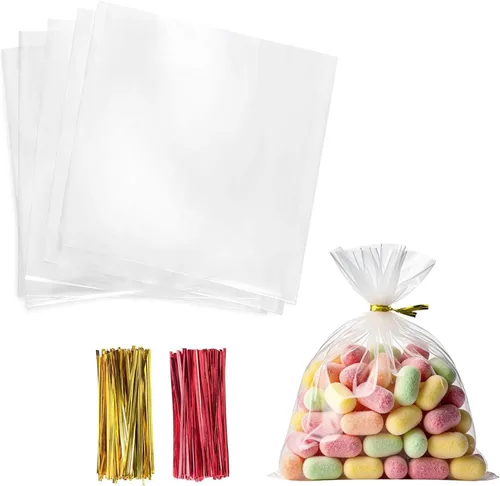 Vista 14 de Morepack Bolsas para barra de pretzel, 2 x 10 pulgadas, 200 bolsas individuales de pretzel con lazos