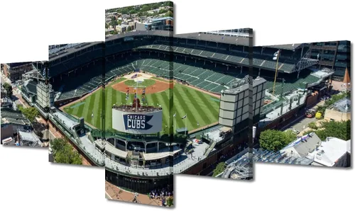 Vista 25 de TUMOVO T-MOBILE PARK - Arte de pared para sala de estar, lienzo de estadio de Seattle, 5 piezas, arte moderno de decoración de pared