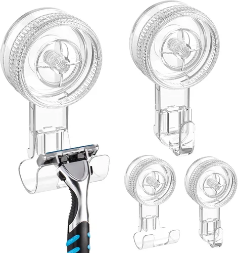 Vista 14 de LUXEAR Ganchos de succión de ducha, paquete de 2 ganchos de succión extraíbles y reutilizables, para ducha, impermeable, potente, ventosa, soporte