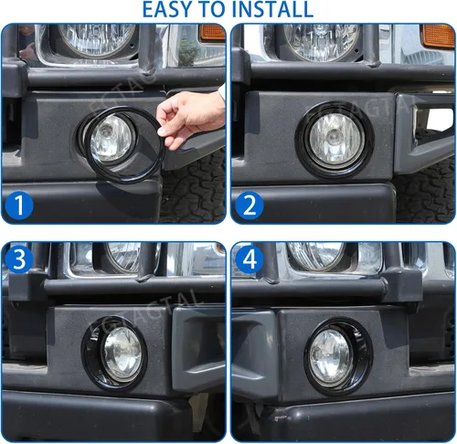 Vista 4 de Cubiertas de biseles para anillo de luz antiniebla para parachoques delantero, moldura para Hummer H2 2003-2009, accesorios protectores de lámpara