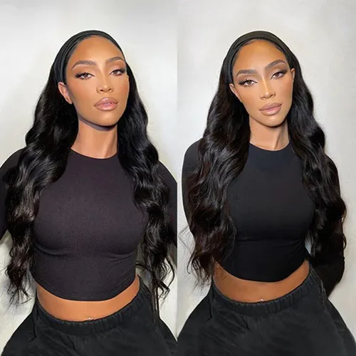 Vista 47 de XSY: Peluca de diadema de cabello humano de onda profunda sin pegamento, sin encaje frontal, peluca de diadema rizada, lista para usar y llevar