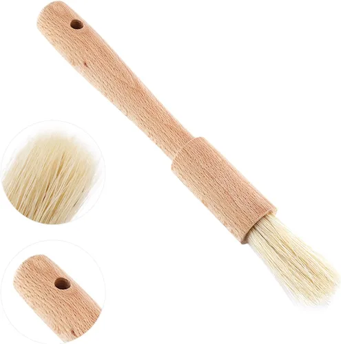 Vista 8 de Cepillo de repostería para hornear brocha con mango de crin y madera dura, cepillo de aceite culinario para barbacoa, crema, parrilla, salsa