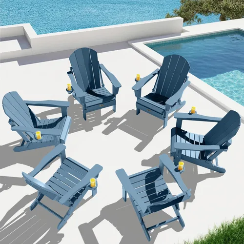 Vista 43 de SERWALL - Silla plegable Adirondack para patio, jardín, exterior, resistente a la intemperie, sillas para hoguera, color naranja