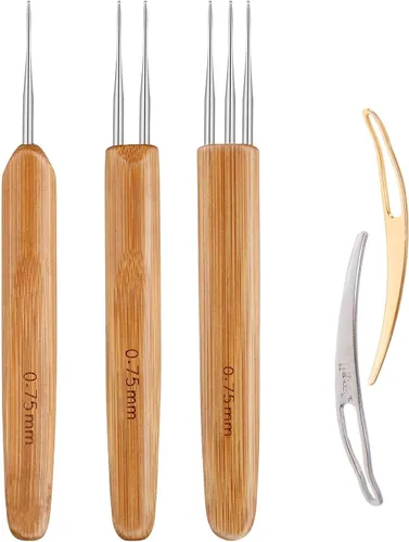 Vista 8 de AUGSUN Gancho de ganchillo para rastas, aguja para trenzas de cabello, herramienta entrelazada para locs, aguja de crochet para trenzado, tejido