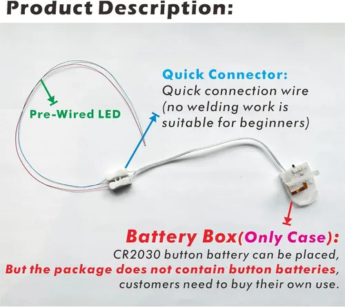 Vista 9 de 50 piezas de LED micro precableados con soldadura previa, LEDs SMD 0805 con accesorios de montaje para construcción de modelos para principiantes