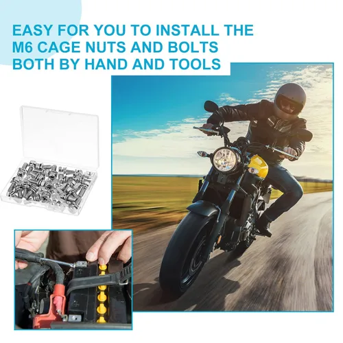 Vista 7 de Paquete de 48 pernos de terminal de batería de motocicleta, kit de tuercas cuadradas M6 x 0.630 in, tuercas de terminal de batería, tuercas
