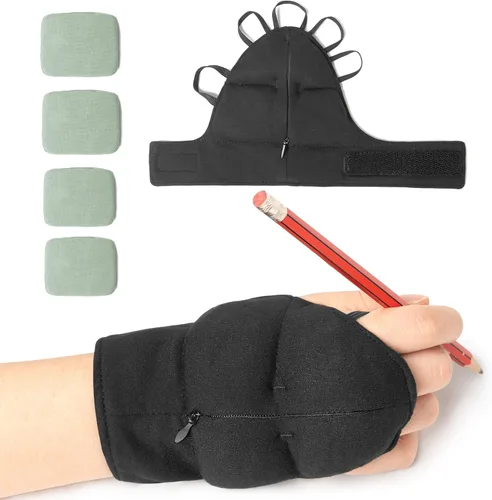 Vista 8 de Guantes con peso para temblores, pesas de muñeca para pacientes con temblores de mano y Parkinson, guantes con peso ajustables para manos constantes